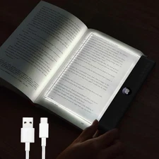 Book Light, Rechargeable Clear LED Flat Reading Light with 3 Colors & Timer, ...