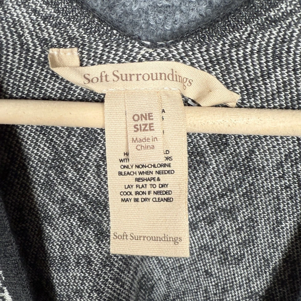 柔软环绕开衫均码波西米亚灰色棉质垂褶 Lagenlook 开襟 — 第 4/4 张图片