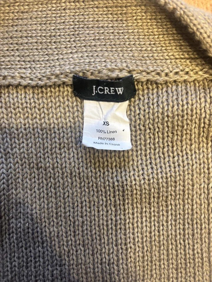 J. Crew Tan 100% 亚麻开衫带口袋风格 #15141 — 第 3/3 张图片