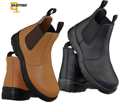 Mens Leather Ankle High Safety Steel Toe Cap Chelsea Dealer Work Boots  Trainers UK