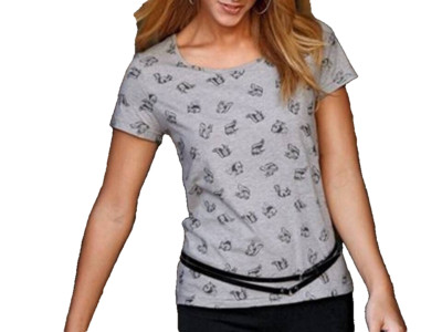 Chilytime Shirt mit allover Print grau melange Gr. 40