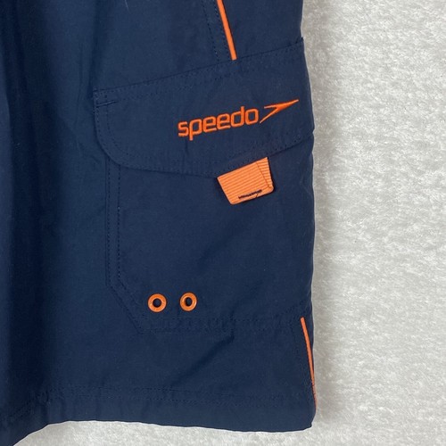 Speedo Men's Size XL Swim Trunks Orange Navy Shorts Blue Swim Wear Drawstring - Picture 4 of 13