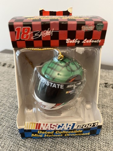 Mini casque de collection Nascar 2001 #18 BOBBY LABONTE ornement de Noël - Photo 1/2