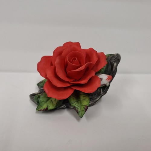 Vintage Georgian Fine Porcelain Red Rose Figurine 5-1/2 inch Long