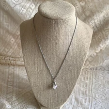 90s Vintage 18K GP silver faux pearl pendant ball chain dainty necklace 9 3/8"