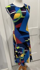 Lauren Ralph Lauren Women Small Petite Dress Geometric Nautical Jersey Stretch