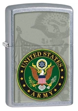 Zippo Windproof Street Chrome Lighter With U.S. Army Seal, 28632, New In Box