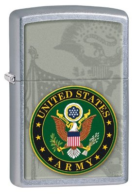 Zippo Windproof Street Chrome Lighter With U.S. Army Seal, 28632