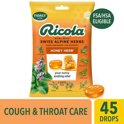 Ricola Honey Herb Soothing Cough Drops, Throat Relief & Cough Suppressant -45 Ct