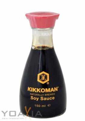 KIKKOMAN Sojasauce 150ml | dekorative Tischflasche mit Ausgießer