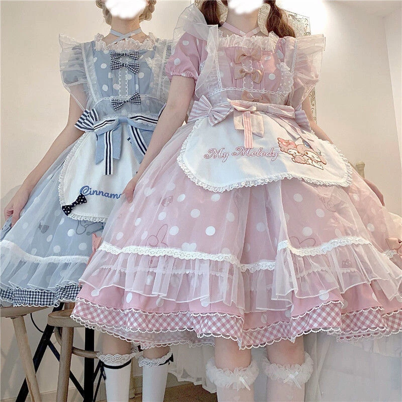 My Melody Cinnamoroll Lolita JSK/OP Dress Girl Polka Dot Tutu A