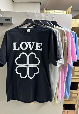 Damen Love Slogan T-Shirt Damen Oversize Baggy Kurzarm Tee Tops UK 8-26