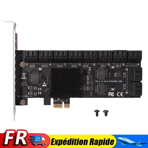Carte d'extension PCIE 20 ports, adaptateur PCIe SATA 3.0 Riser 6Gbps pour ordin