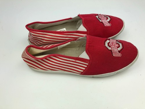 Ohio State Buckeyes Women's Script Canvas Shoes Slide Slip On Flats OSU NCAA G63 - Picture 6 of 8