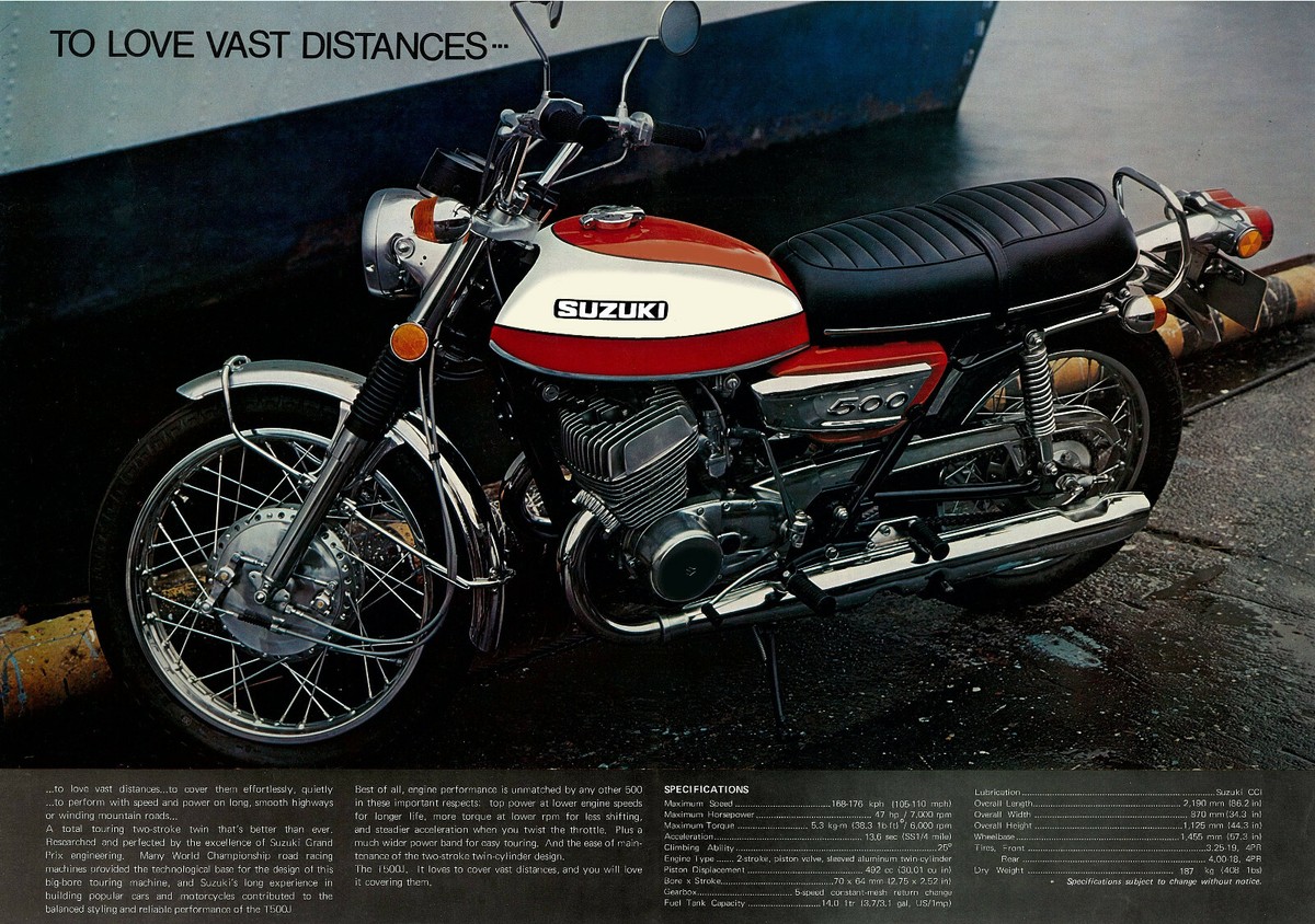 SUZUKI Brochure T500 T500J Titan 1972 Catalog Catlogue REPRO | eBay