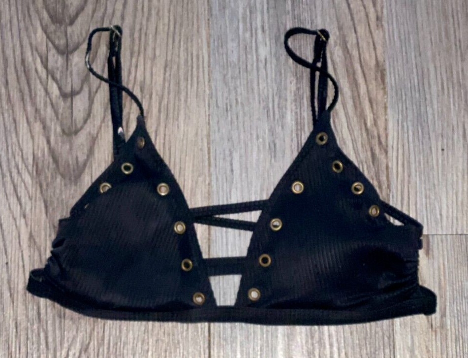 Tinibikini Swimwear Bikini Top Size S Black Padded Small Biker Style