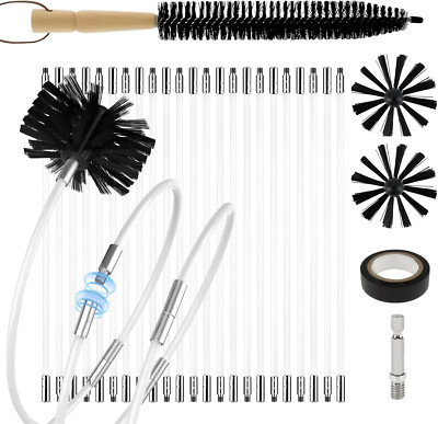 30 Feet Chimney Brush Cleaning Kit 6'' Heavy Duty Brush 23 Flexible Rods Compatib
