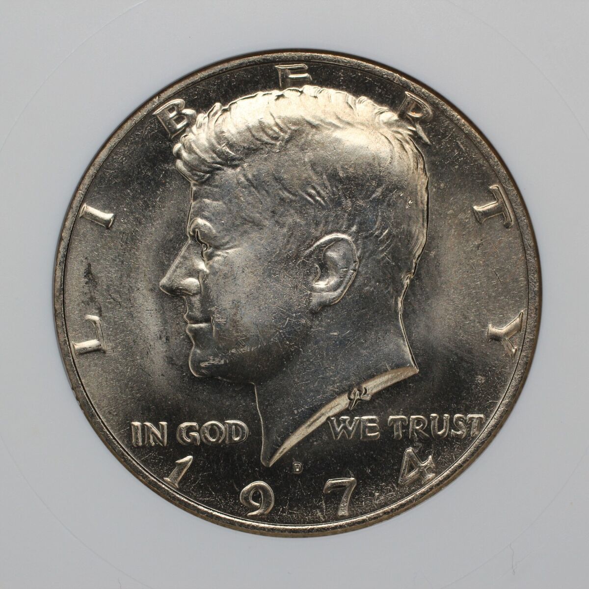 1974 D Doubled Die Obverse Kennedy Half Dollar ANACS MS 64 Old