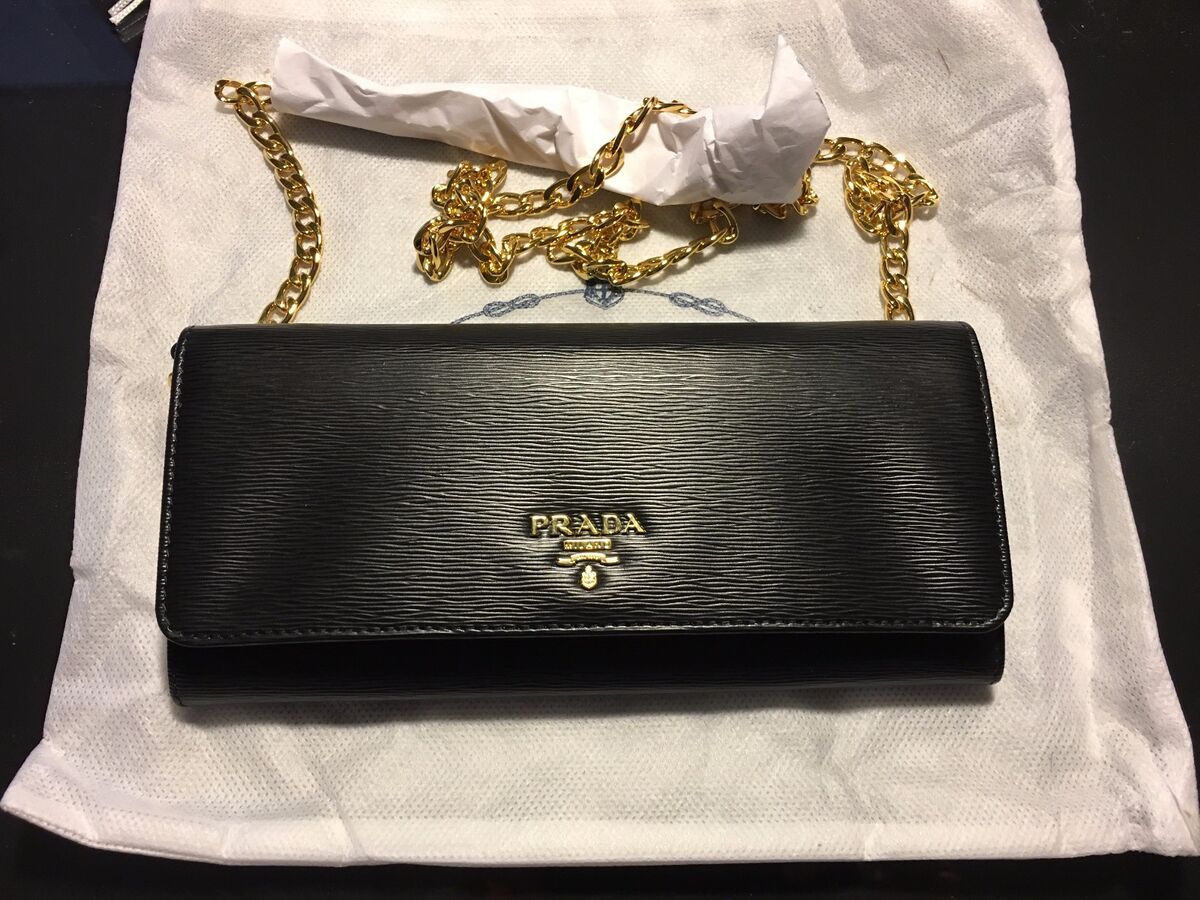 NWT Prada Wallet on a Chain Borsa Portafoglio Nero Black NWT Prada Wallet on a Chain Borsa Portafoglio Nero Black