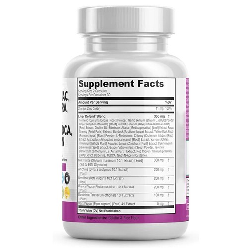 NAC、 Beetroot, Korean thistle, dandelion root TUDCA, and ginger capsules - Picture 5 of 8