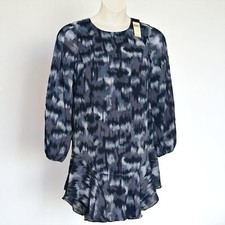 BCBGMaxazria Blue Cloud Dress Size S Breezy Chiffon Long Sleeve Knee Length NWT