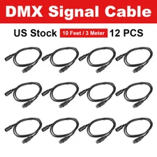 12PCS DMX Cable XLR 3 Pin 10ft/3m Stage Par Light Male to Female XLR Connector