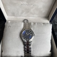 Bulova Accutron blue dial stainless steel swiss made womens watch