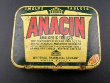 Vintage Anacin 12 Analgesic Tablets Tin Whitehall Pharmacal Co New York NY