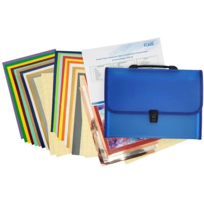 NÄHWELT FLACH Plotter Folien Starterset Vinyl in Fächermappe (30 Arbeitsbögen DIN A4) Folien