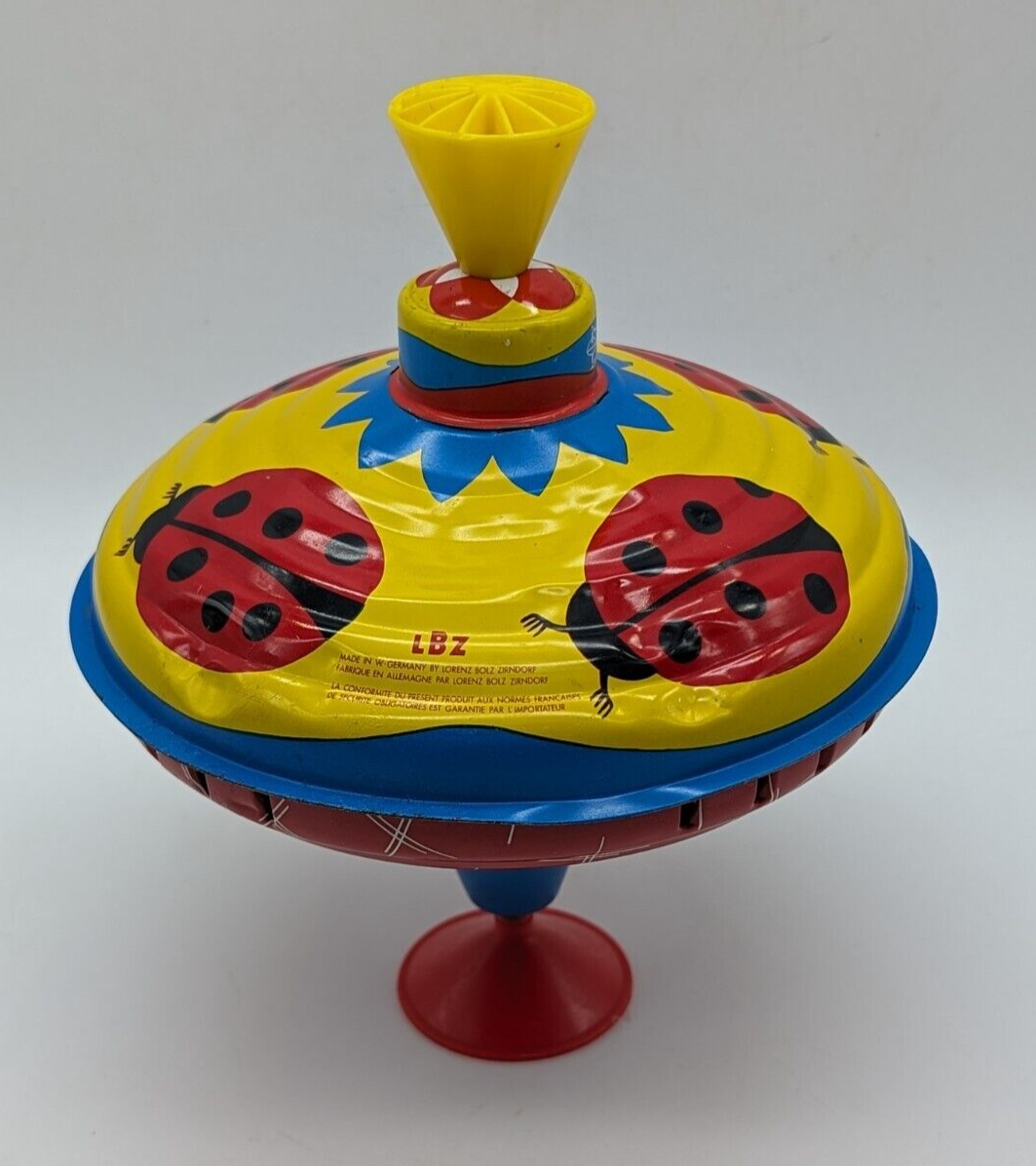 VTG LBZ Lorenz Bolz Zirndorf Tin Toy Spinning Top Ladybug Made