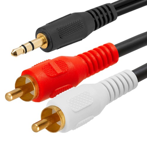 3.5mm to Dual RCA Cable 6 Feet 2 RCA to AUX Cord Stereo Audio PC Speakers Cable - Picture 3 of 5