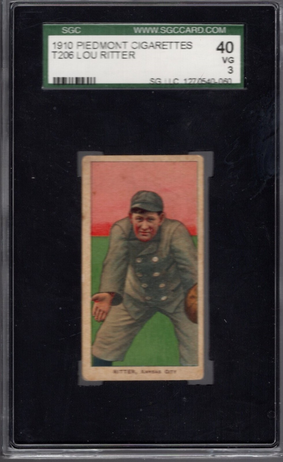1909-11 T206 Piedmont 350: LOU RITTER Kansas City SGC 3 VG  1910