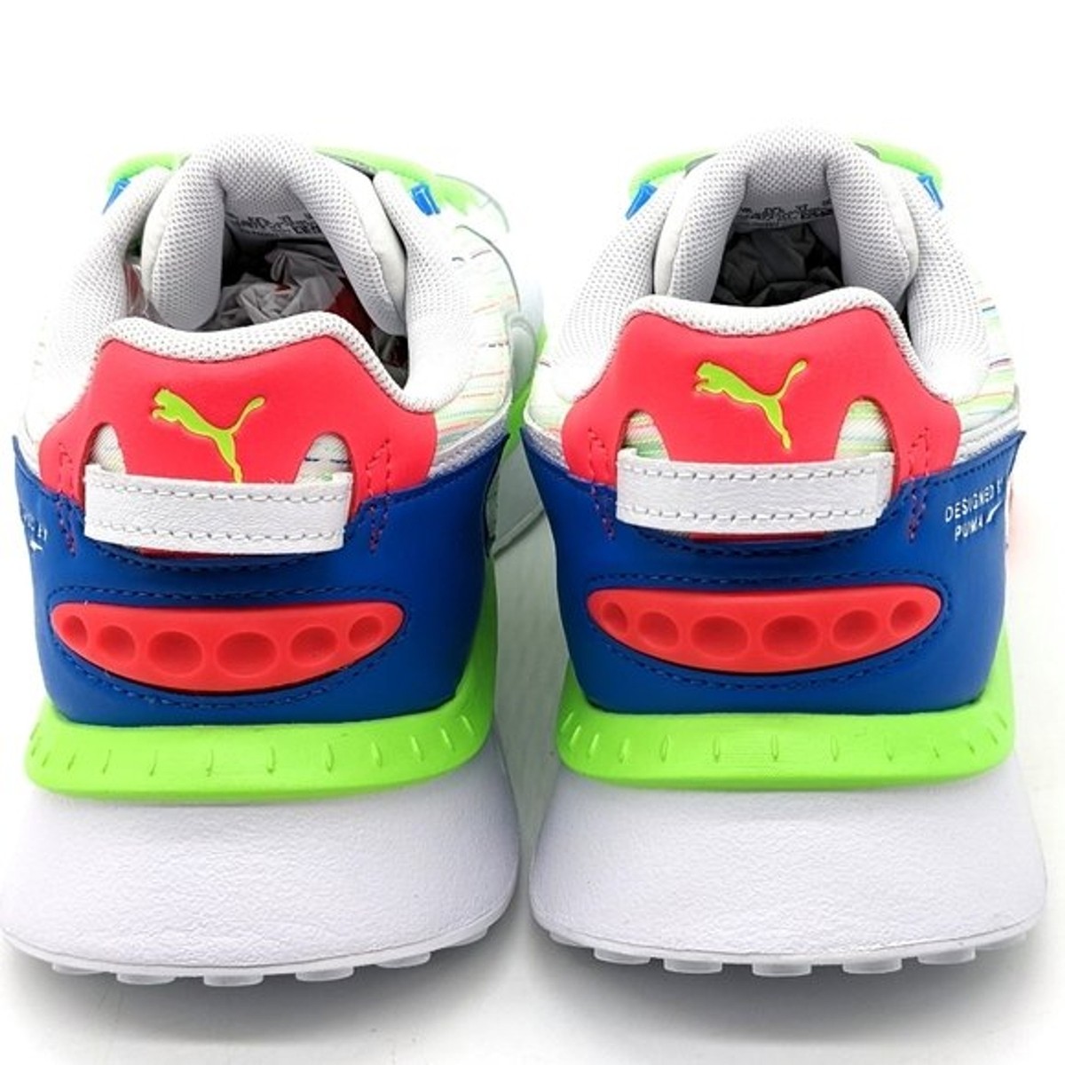 Puma Wild Rider Spectra White Neon Green, Blue, Pink 