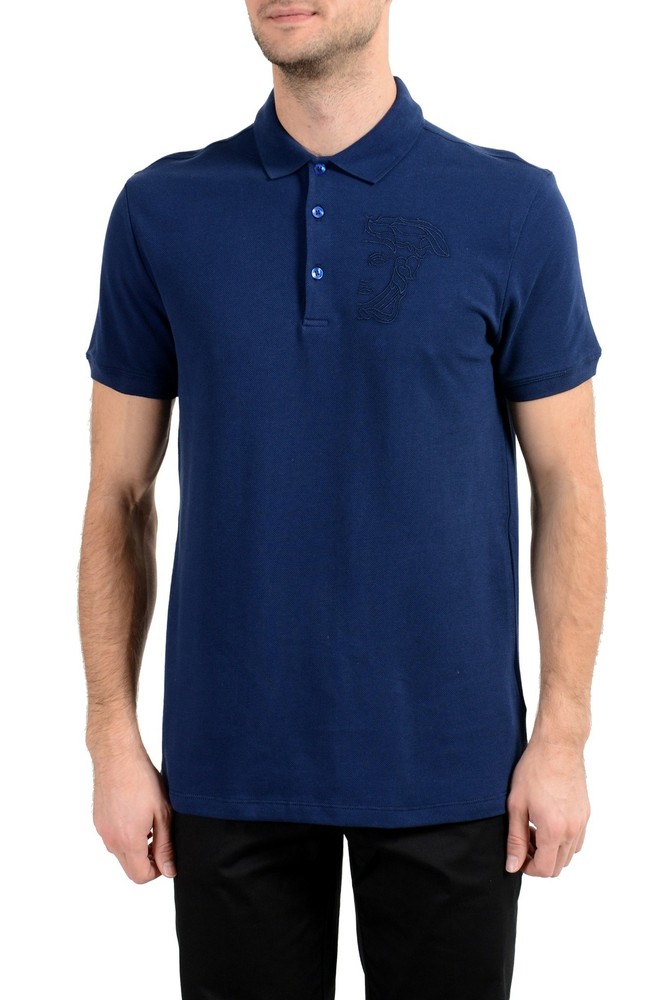 Versace Collection Men's Dark Blue Short Sleeve Polo Shirt