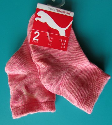 Lot 2 Paires De Chaussettes 15 18 Bebe Fille Rose Chine Puma Neuf Ebay