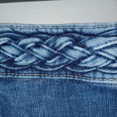 Neu mit Etikett Frame Wide Leg Jeans Größe 34 roher Saum hoher Bund geflochtener Bund blau Baumwolle - Bild 5 von 20