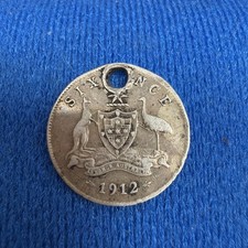1912 Australian Sixpence King George V Silver (.925)