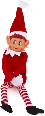 Weihnachtselfe benimmt sich schlecht Plüschtier | Neuheit lang biegsam frecher Junge weiß 