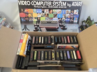 Atari 2600 CX-2600 Console Lot w/ Controllers, Games, Box, Power Supply READ