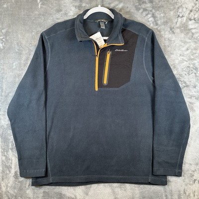 NWT Eddie Bauer Sweater Mens L Navy Blue First Ascent Polartec Fleece 1/4 Zip