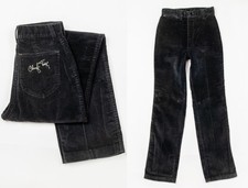 1970s Glam Uncut Corduroy Black High Waisted Pants 25 x 31