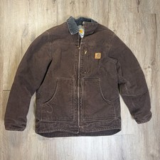 Carhartt Detroit Jacket Youth Large 10/12 Sherpa Lined Kids Full Zip YYC61 Brown