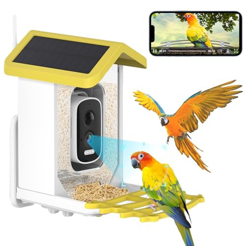 Smart Bird Feeder with Camera, HD Camera Bird Feeder Outdoors Solar Powered, - Picture 2 of 7