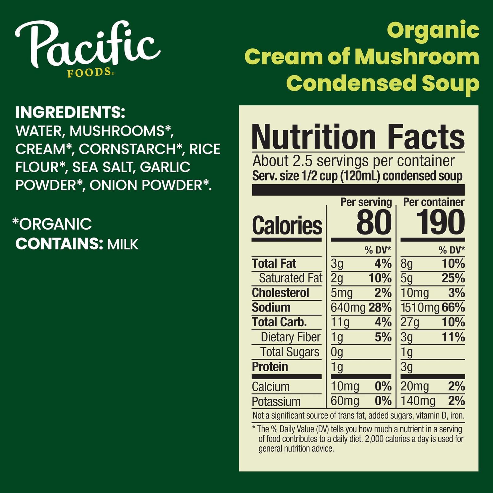 Pacific Foods Organic Cream of Mushroom Soup 10.5 Ounce Vegetarian Gluten Free