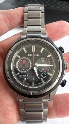 MENS 46MM CITIZEN B620S098131 watch EcoDrive Black Dial Titanium A200