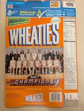 Wheaties Phoenix Mercury 2007 Champions Empty Cereal Box Flat - WNBA