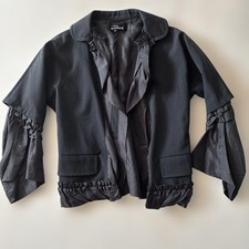 USED TRICOT COMME DES GARCONS RUFFLE BLACK JACKET, SIZE GOOD