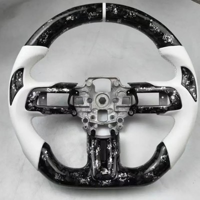 For Ford Mustang GT 2015-2023 Custom White Forged Carbon Fiber Steering Wheel