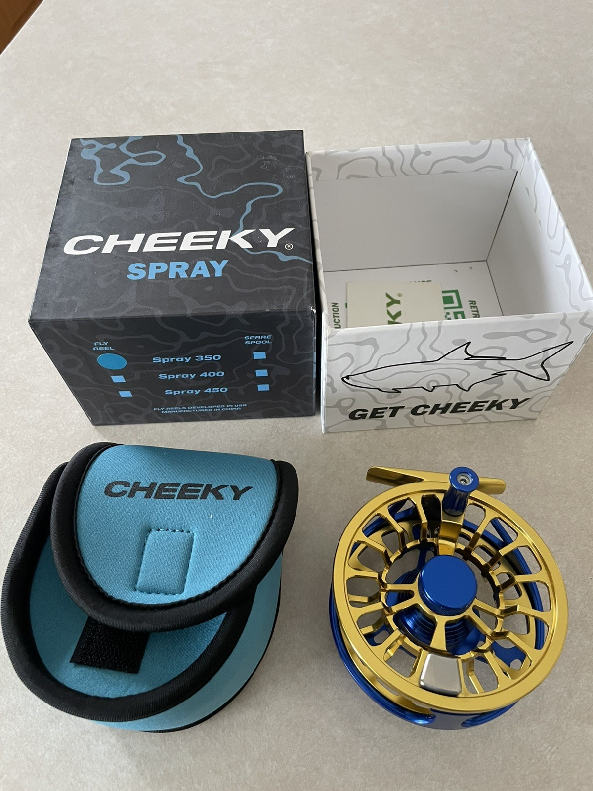 Cheeky Spray Fly Reel 4/5/6 wt Electric Blue/Gold sage fly f