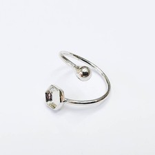 Shiny Silver Hexagon Ring Setting, Cabochon Blank, Resin Bezel, 6mm G37578